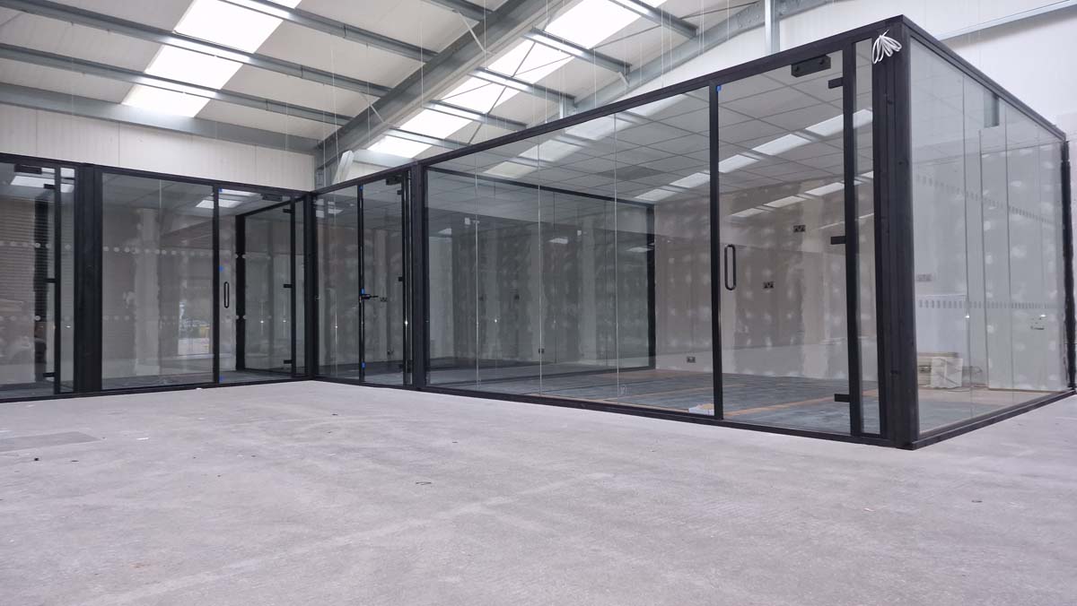 Glass office partitioning