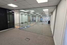 glass office partitions london.